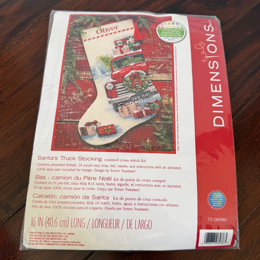 Dimensions Santa's Truck Stocking Counted Cross Stitch Kit 16" Christmas NOS